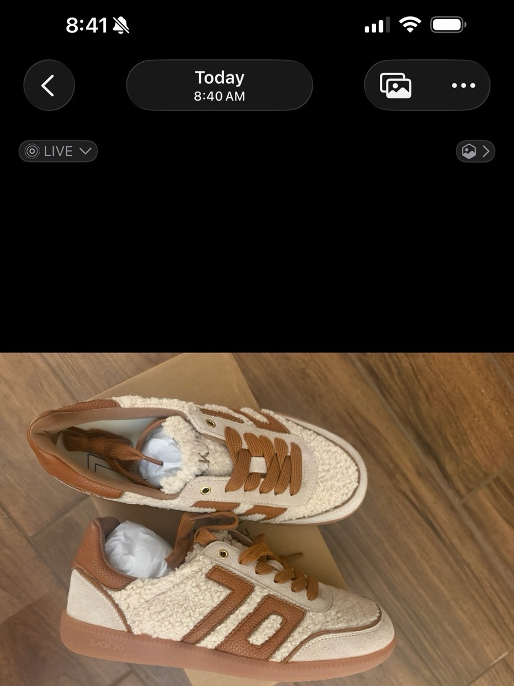 Back 70 Cream and Tan Sherpa-Trim Sneakers - Picture 3 of 3